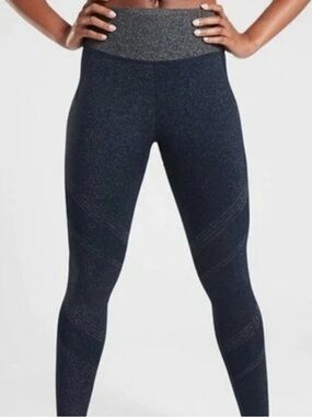 Athleta Twilight Tight Women Small Sparkle Glitter Active Leggings Stretch